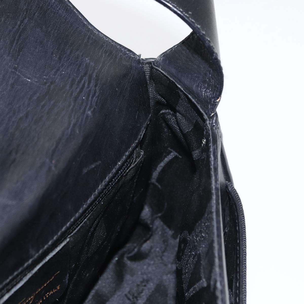 Salvatore Ferragamo Vala Shoulder Bag Leather Black Gold Auth BA9016