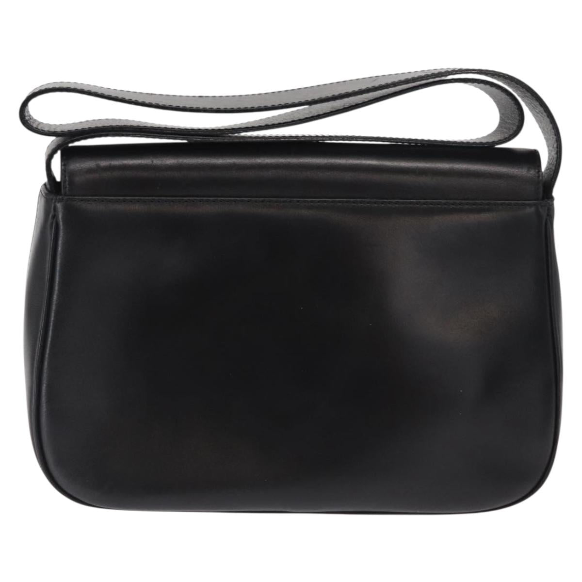 Salvatore Ferragamo Vala Shoulder Bag Leather Black Gold Auth BA9016