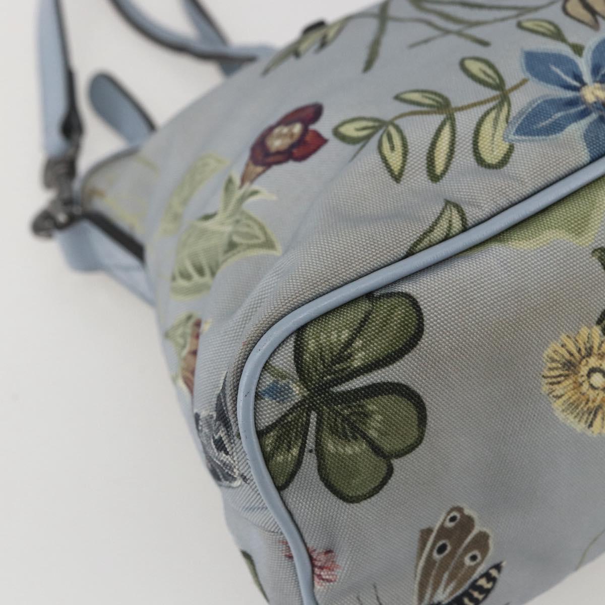 GUCCI Botanical Tote Bag Canvas 2way Blue Silver 353440 Auth BA9018