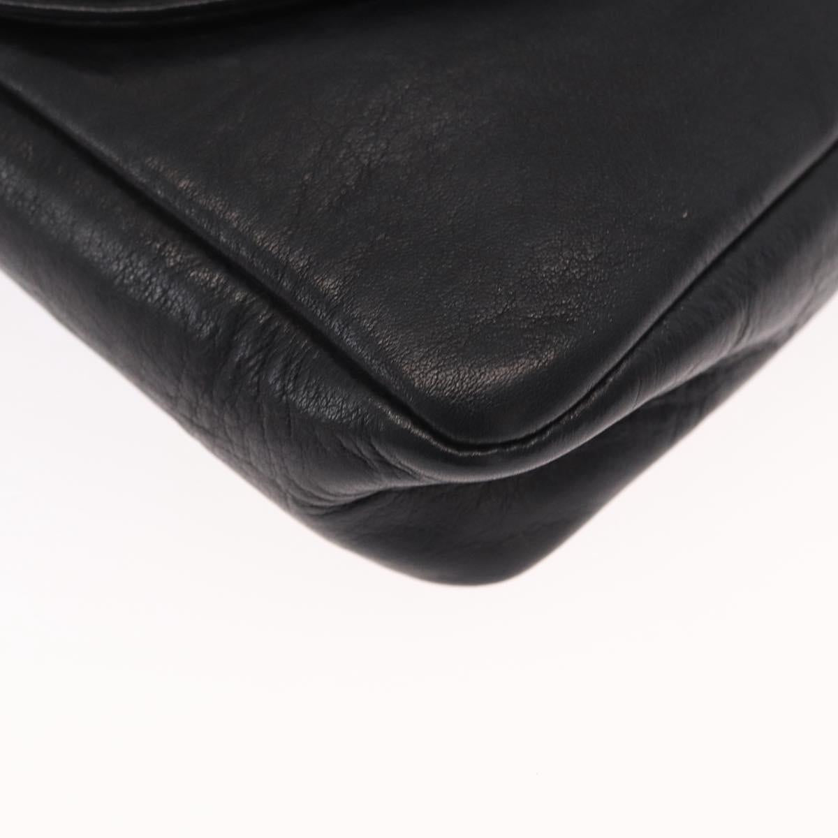 CHANEL Waist bag Lamb Skin Black Gold CC Auth BA9020