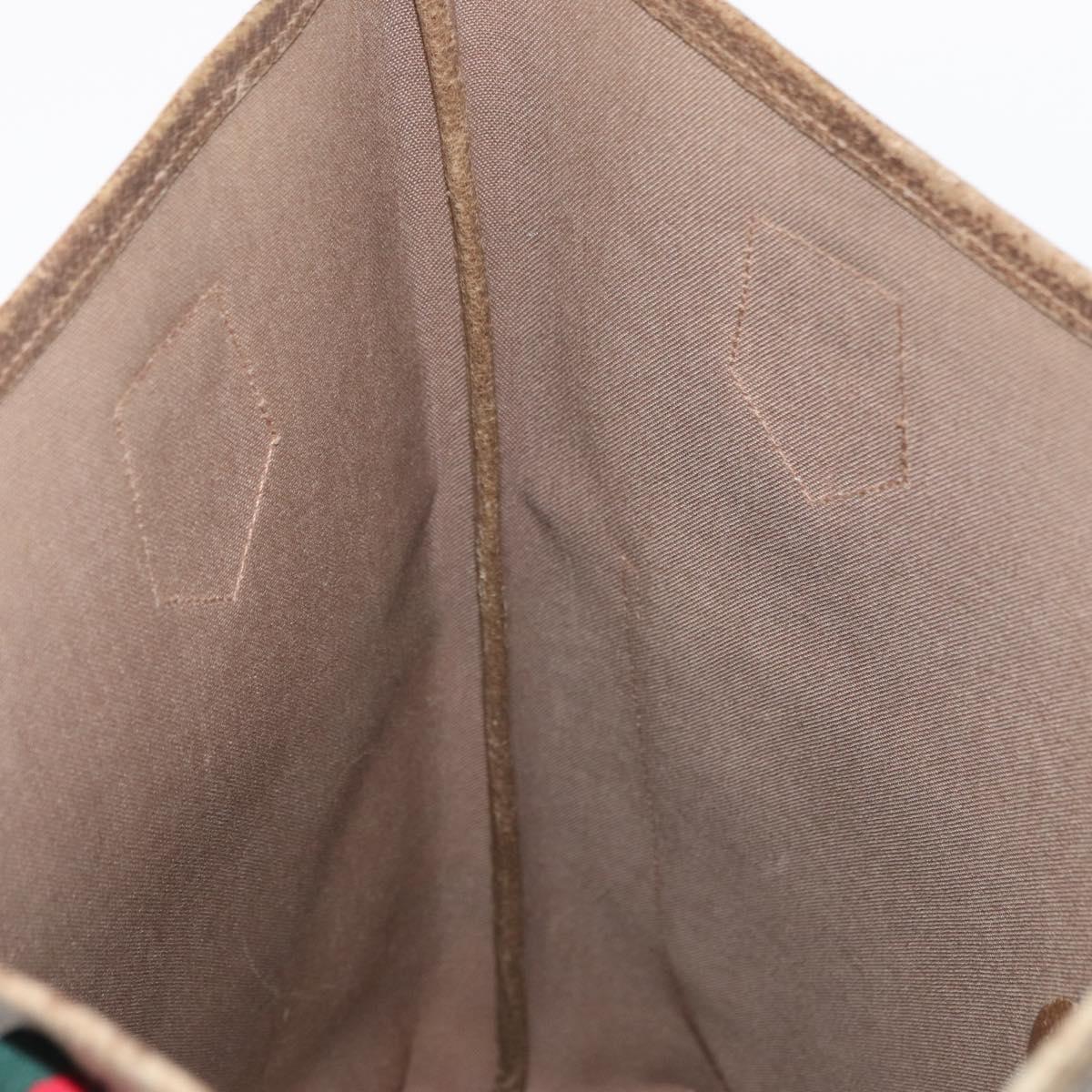 GUCCI GG Plus Supreme Web Sherry Line Tote Bag PVC Beige Gold Auth BA9029