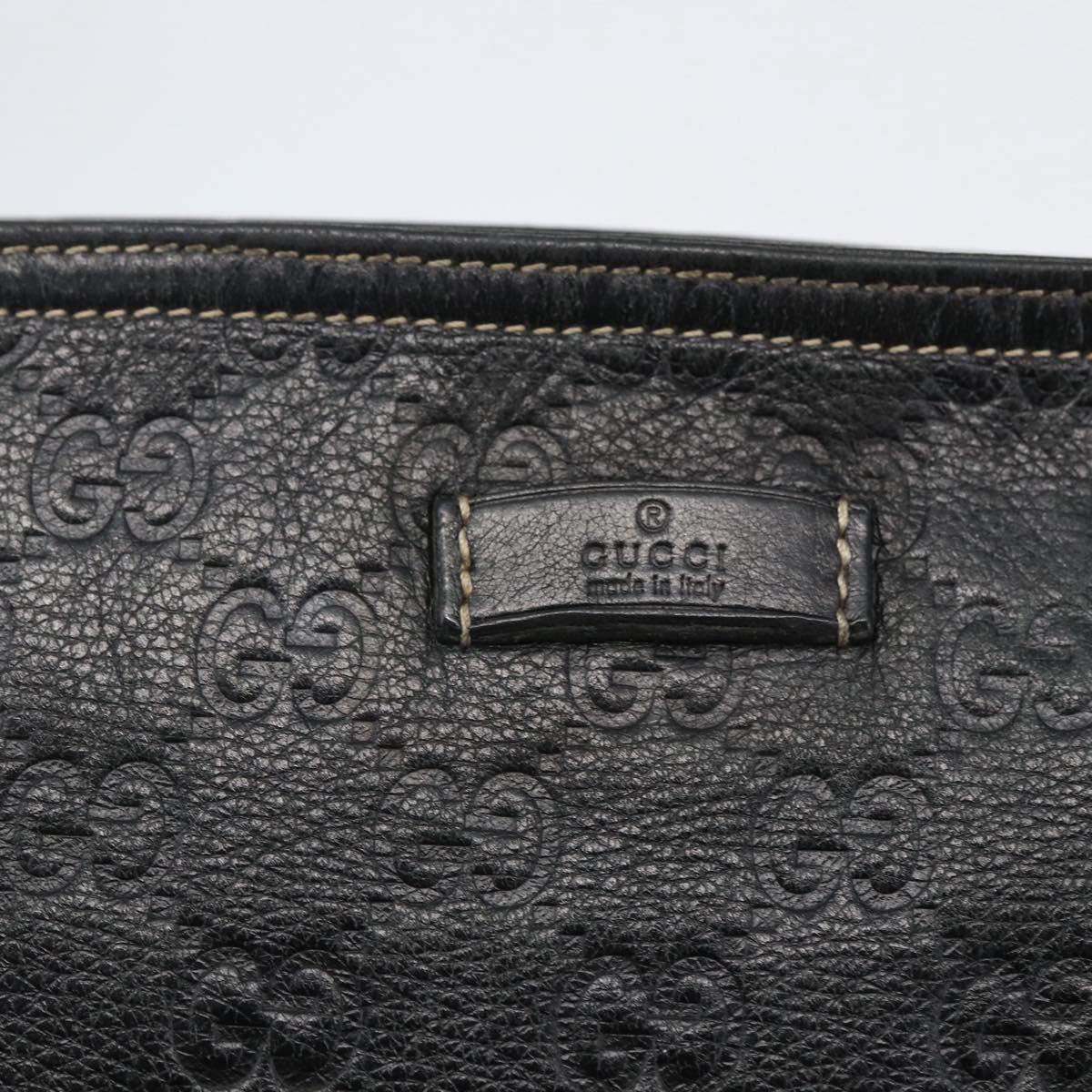 GUCCI GG Canvas Guccissima Shoulder Bag Leather Black Gold 201446 Auth BA9030