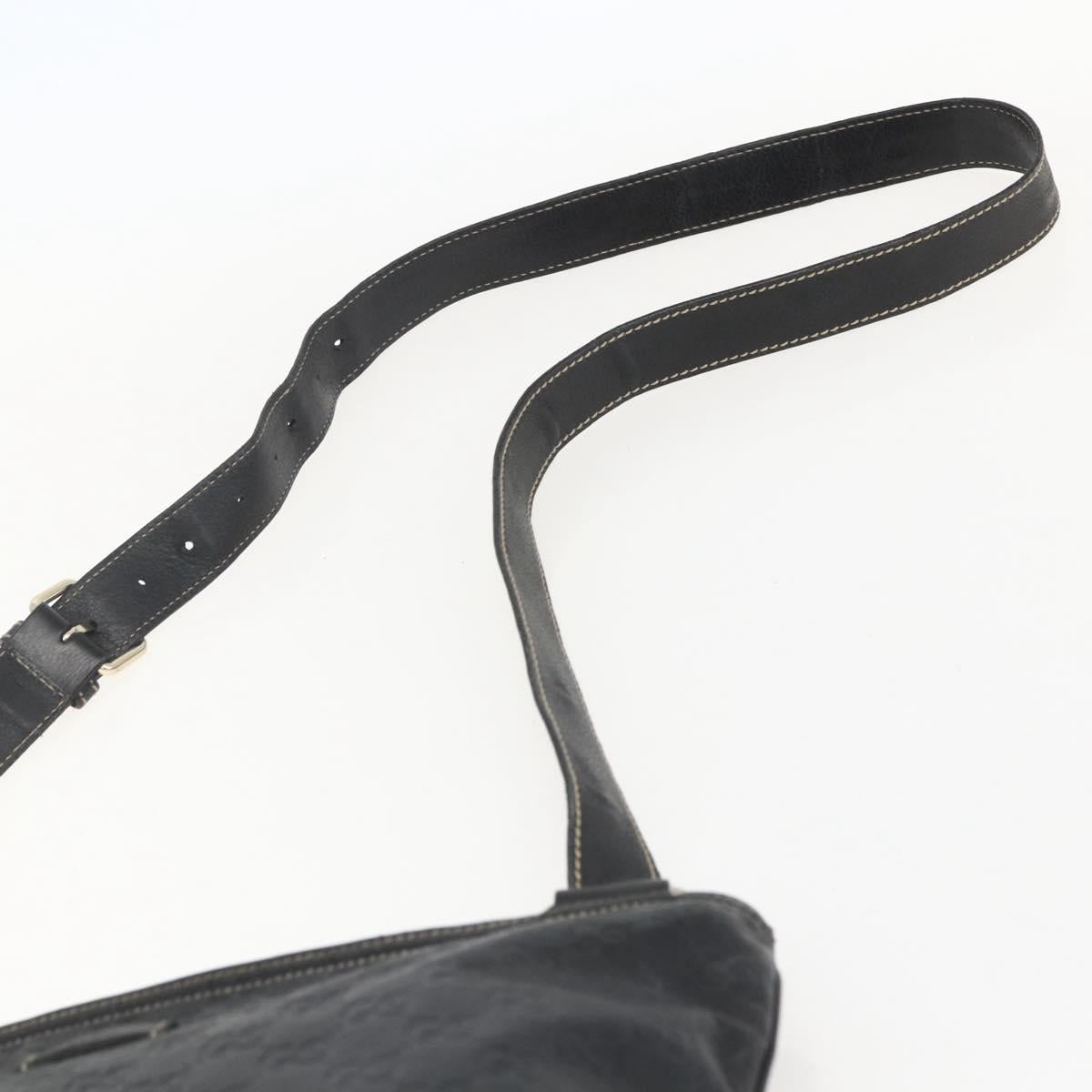 GUCCI GG Canvas Guccissima Shoulder Bag Leather Black Gold 201446 Auth BA9030