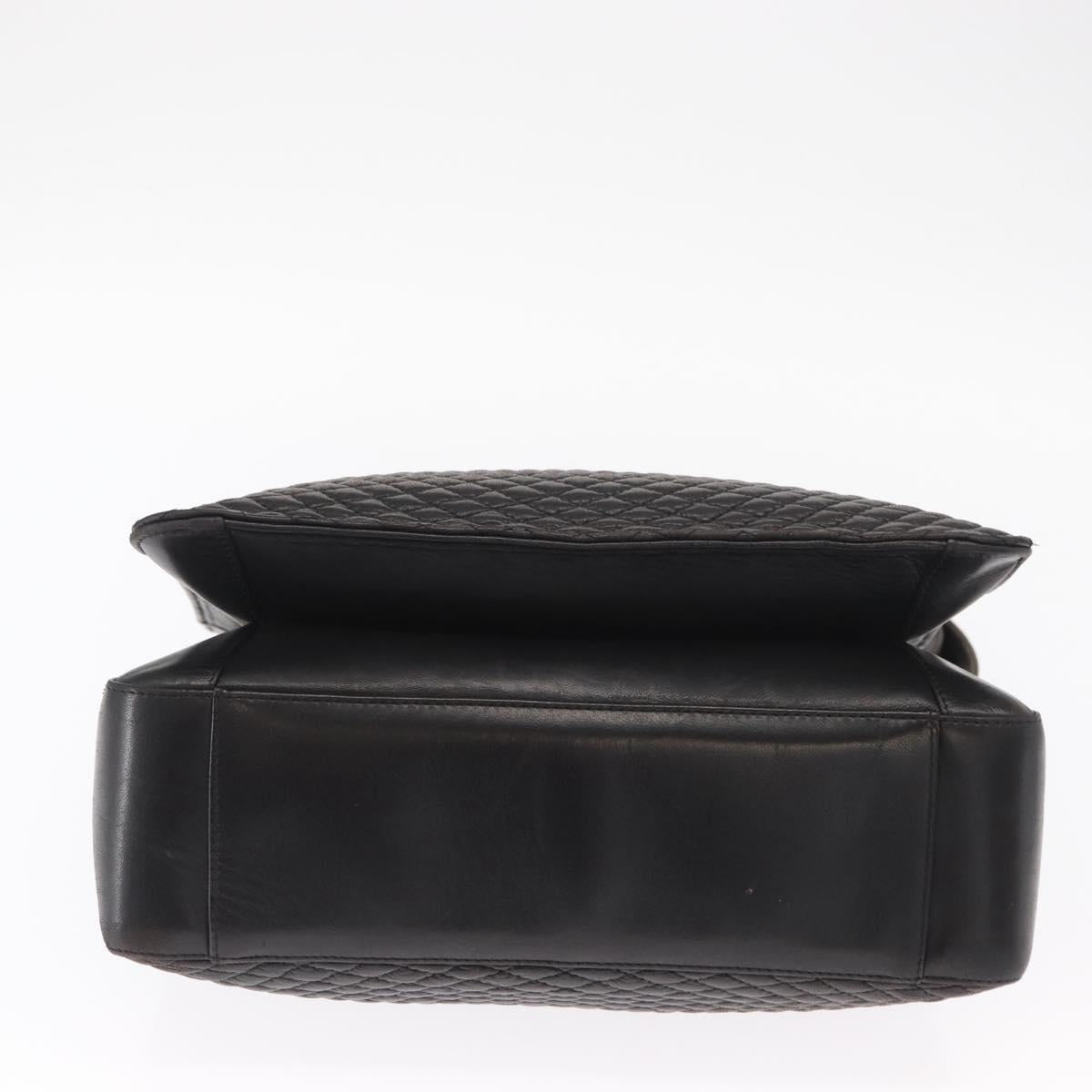 BALLY Shoulder Bag Leather Black Gold Auth BA9031