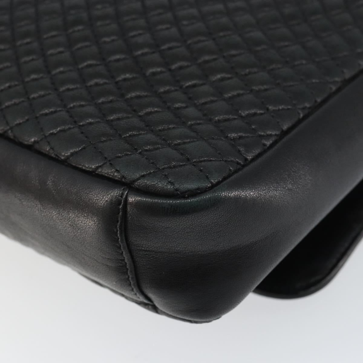 BALLY Shoulder Bag Leather Black Gold Auth BA9032