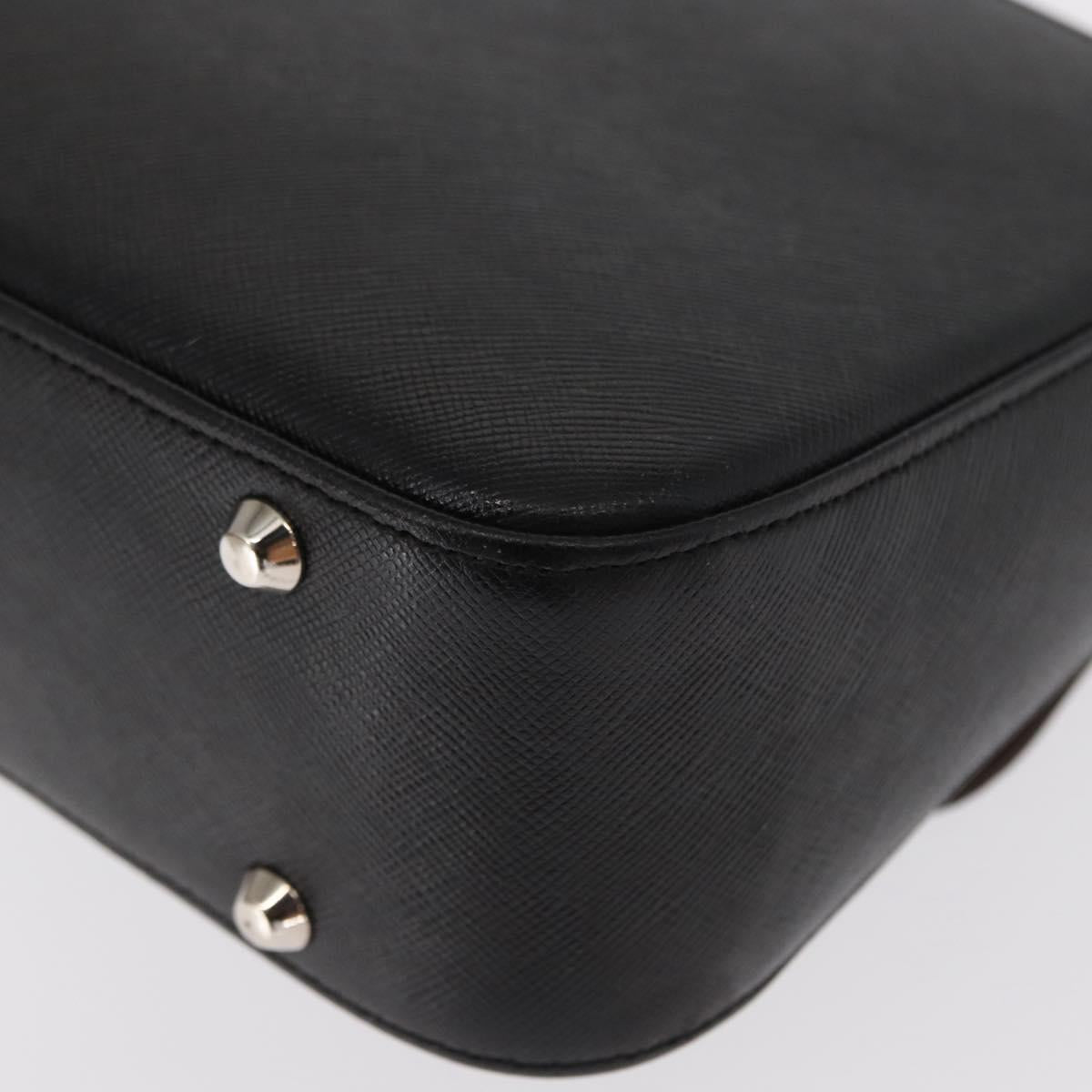 BURBERRY Shoulder Bag Leather Black Gold Auth BA9035