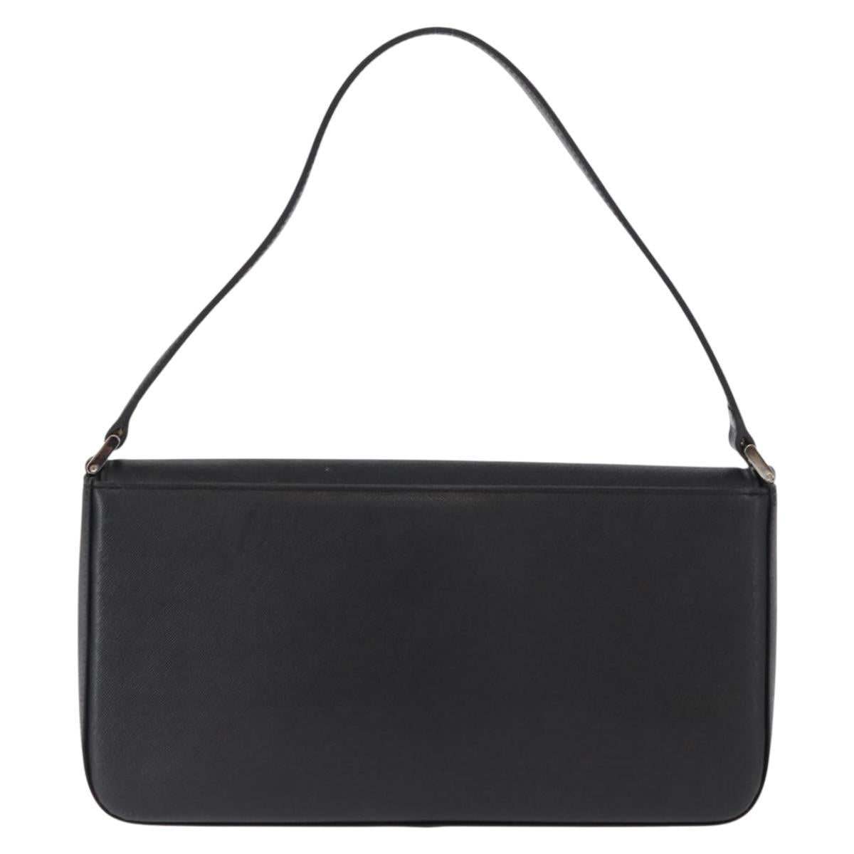 BURBERRY Shoulder Bag Leather Black Gold Auth BA9035
