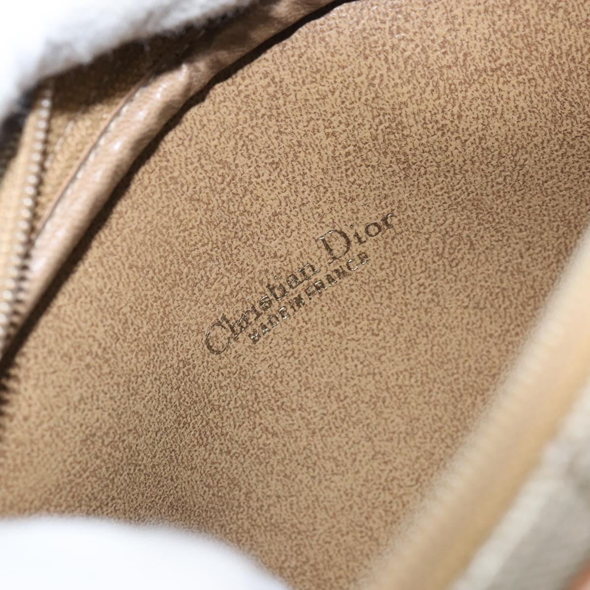 Christian Dior Honeycomb Canvas Shoulder Bag PVC Beige Gold Auth BA9036