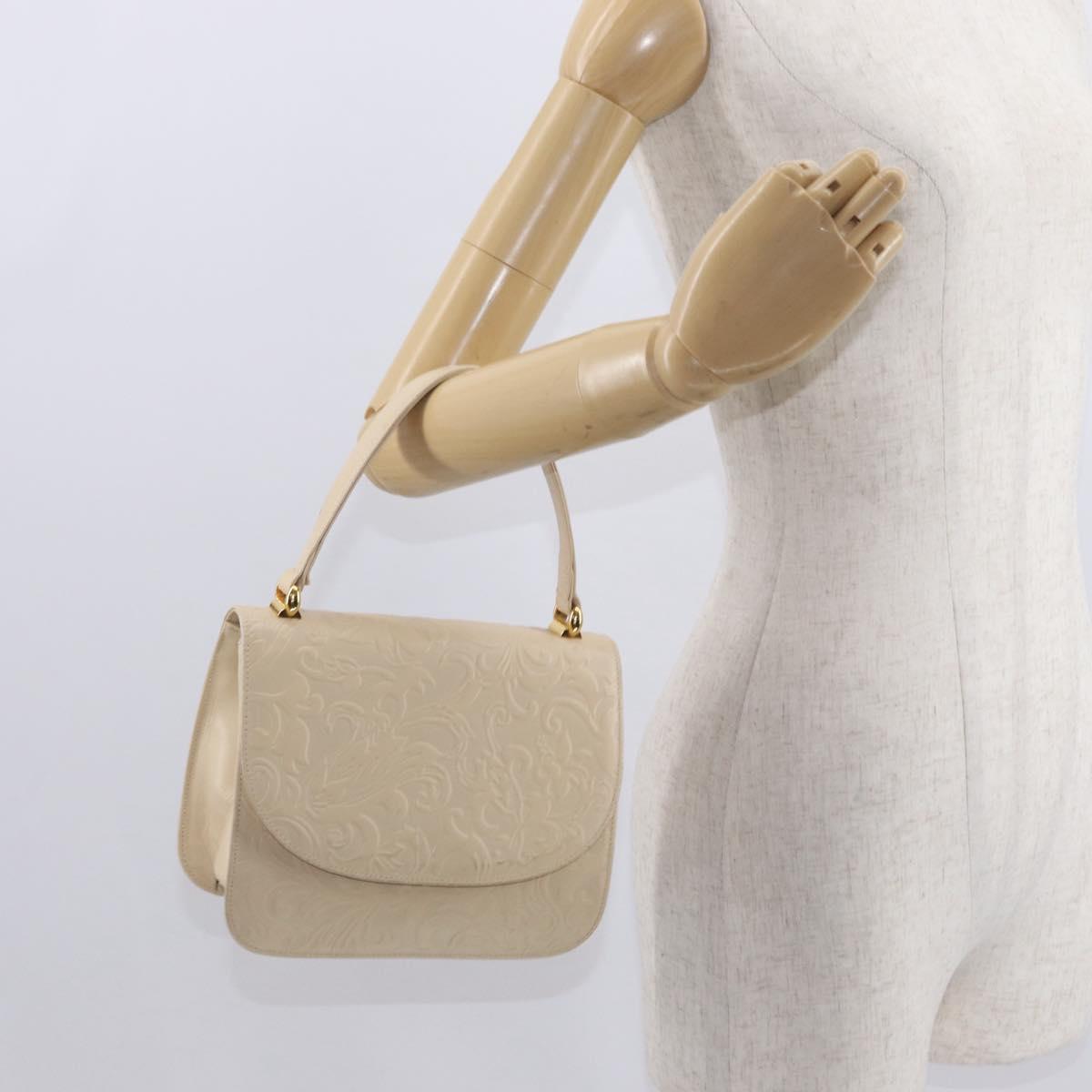BALENCIAGA Hand Bag Leather Beige Gold Auth BA9038