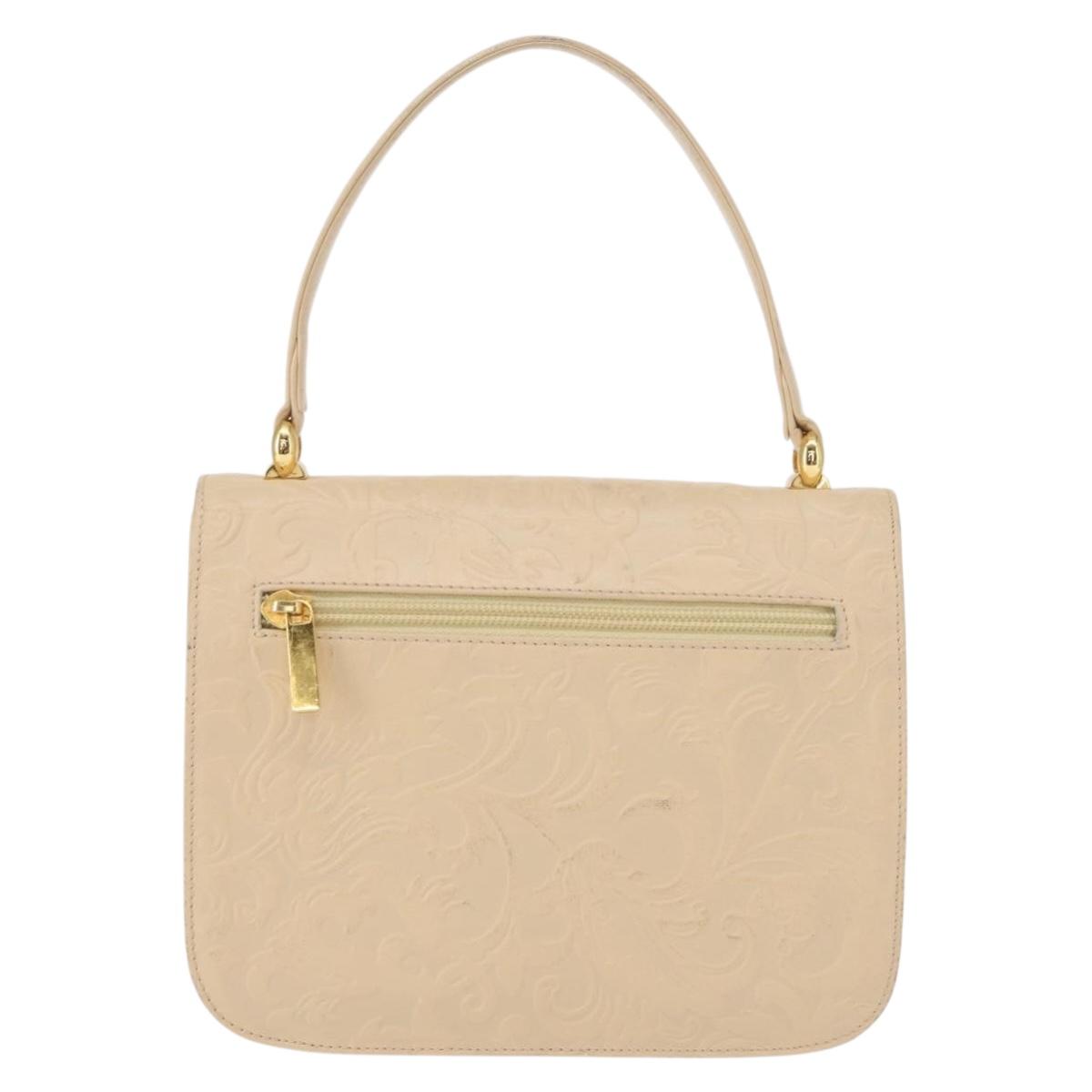 BALENCIAGA Hand Bag Leather Beige Gold Auth BA9038