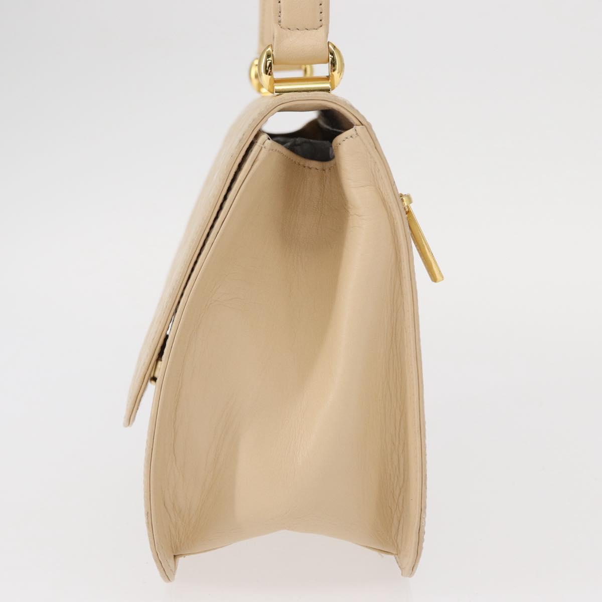 BALENCIAGA Hand Bag Leather Beige Gold Auth BA9038