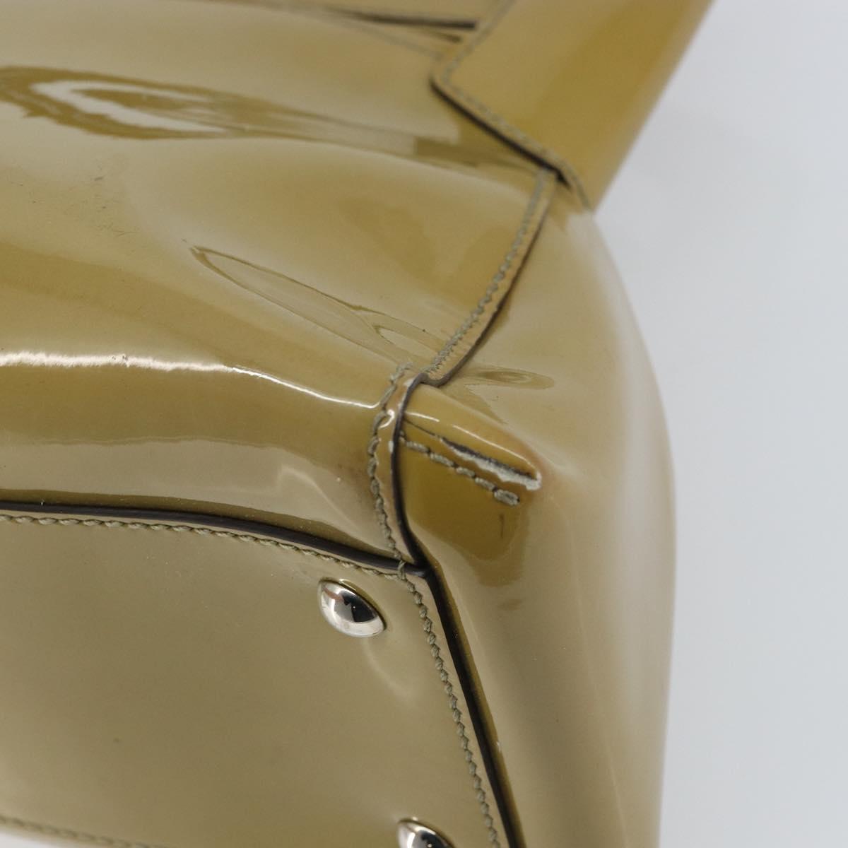 CARTIER Tote Bag Patent leather Yellow Silver Auth BA9040