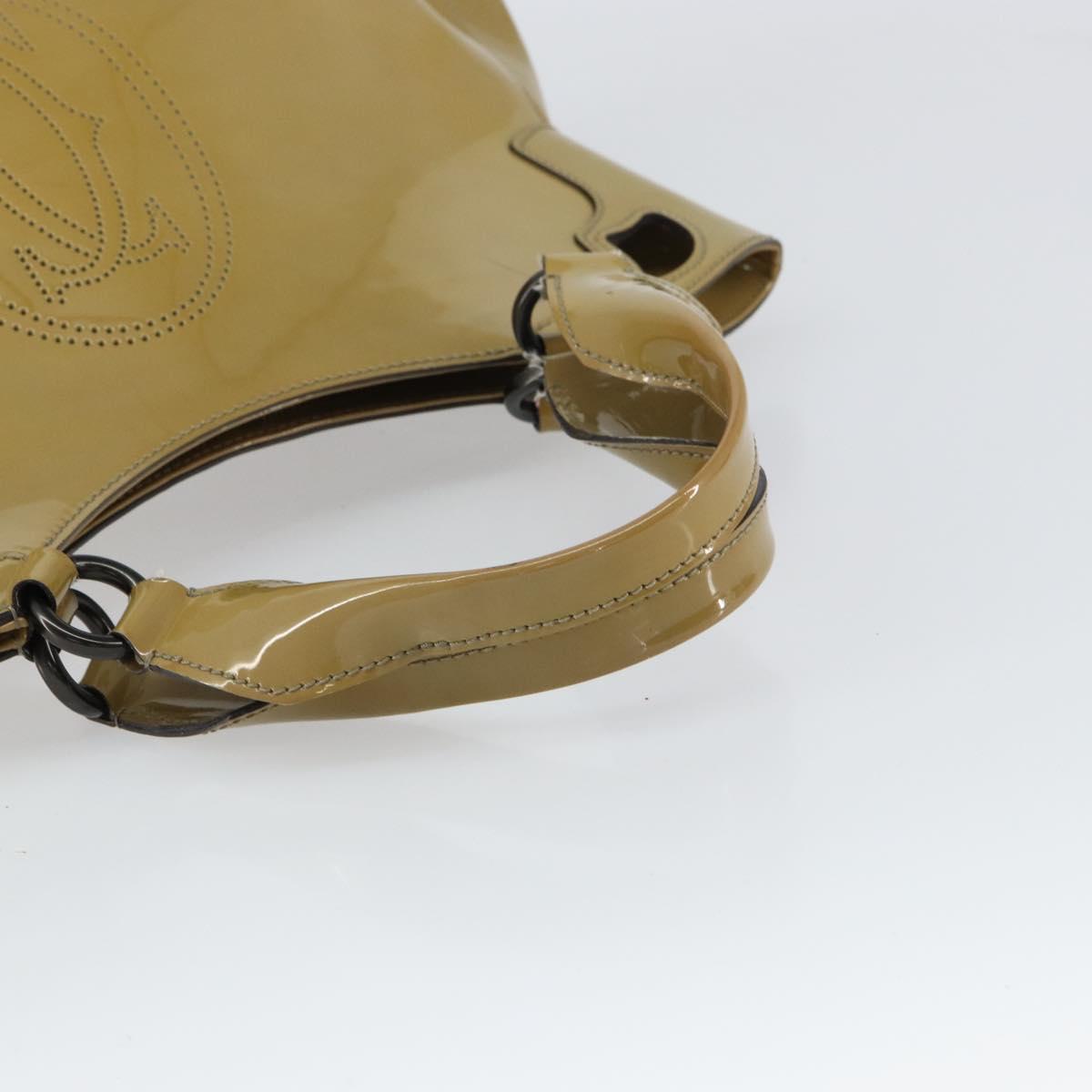 CARTIER Tote Bag Patent leather Yellow Silver Auth BA9040
