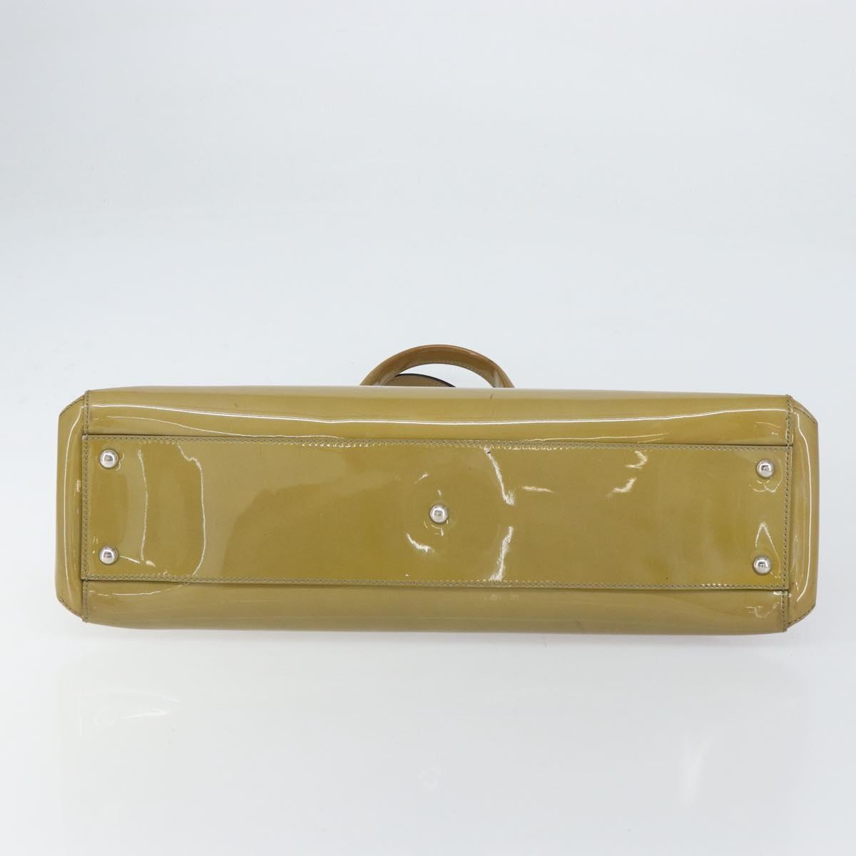 CARTIER Tote Bag Patent leather Yellow Silver Auth BA9040