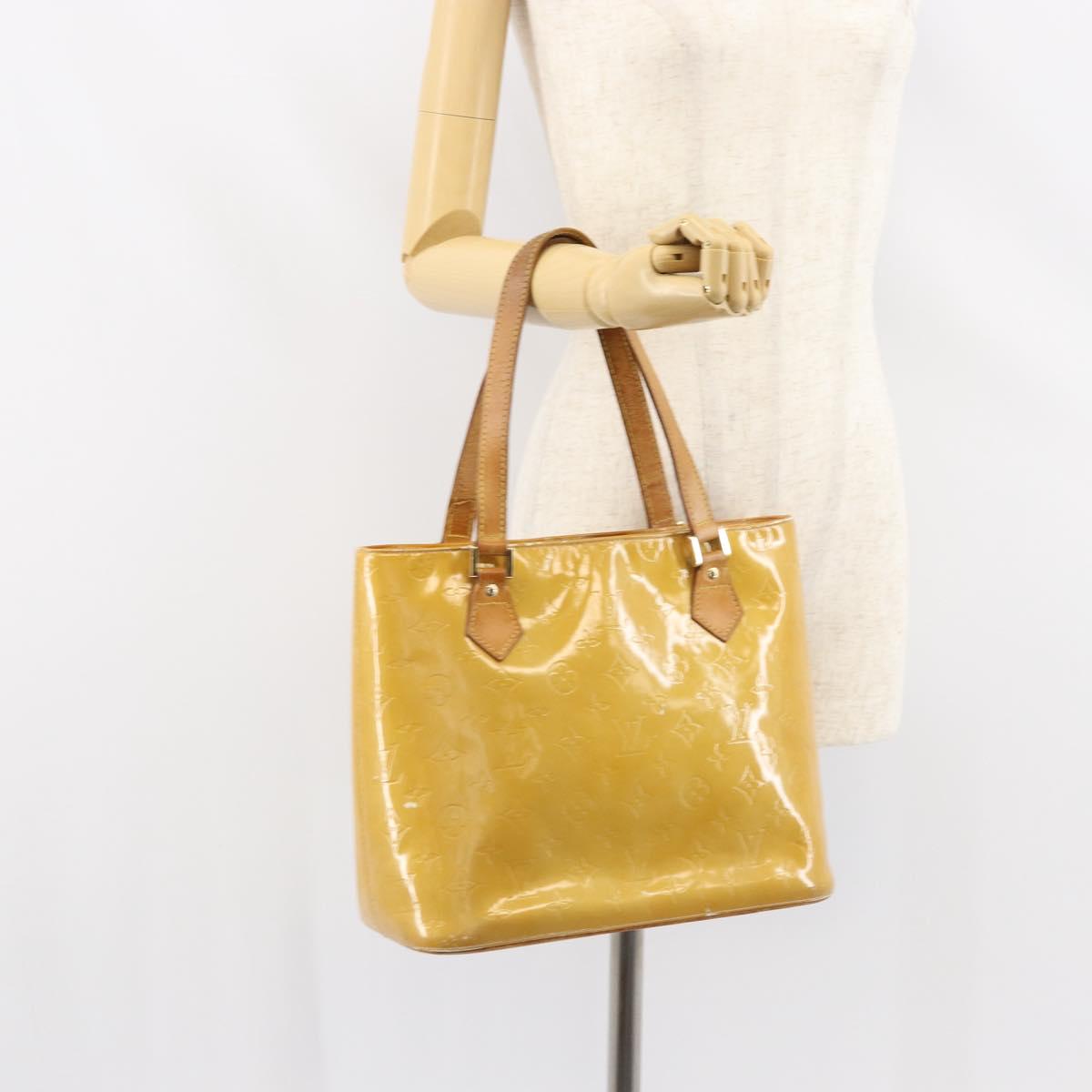LOUIS VUITTON Monogram Vernis Houston Hand Bag Beige M91004 LV Auth BA9047
