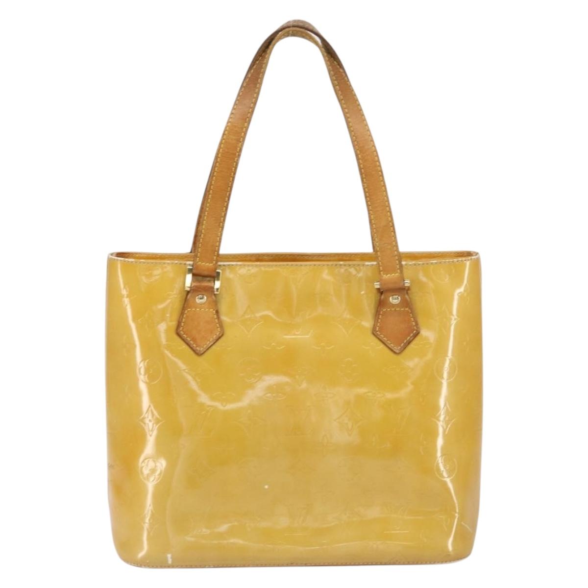 LOUIS VUITTON Monogram Vernis Houston Hand Bag Beige M91004 LV Auth BA9047