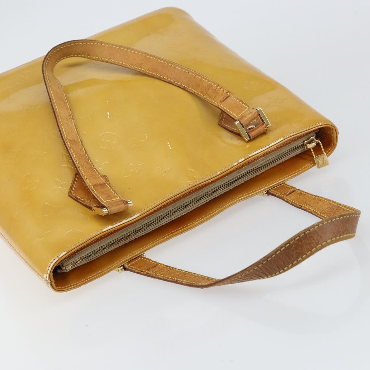 LOUIS VUITTON Monogram Vernis Houston Hand Bag Beige M91004 LV Auth BA9047