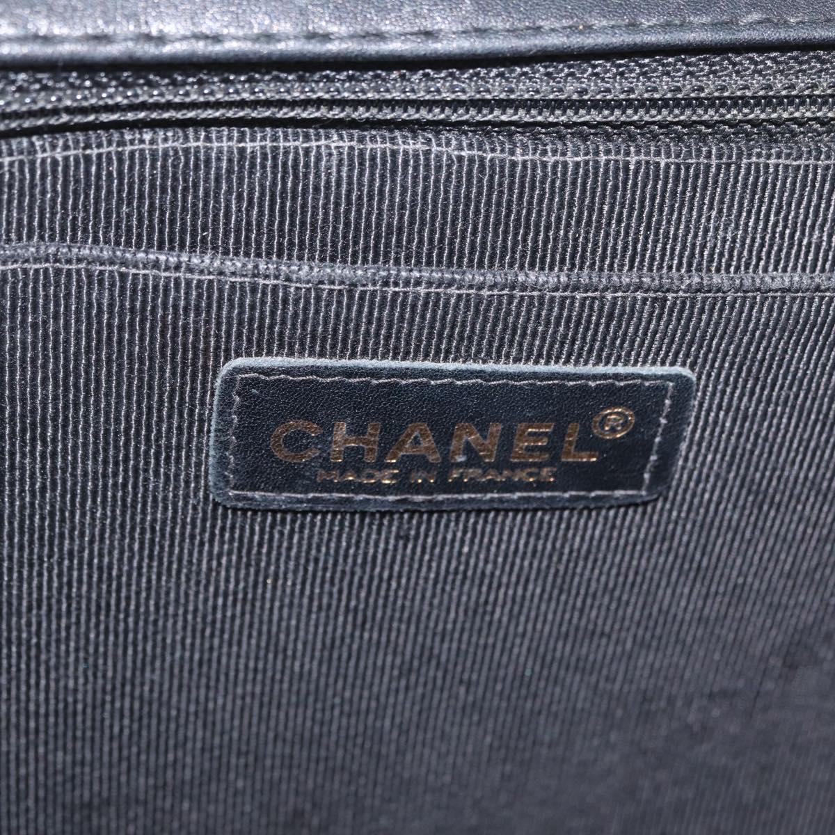 CHANEL Bicolore Big Matelasse 30 Single Flap Chain Lamb Skin Black CC Auth BA905