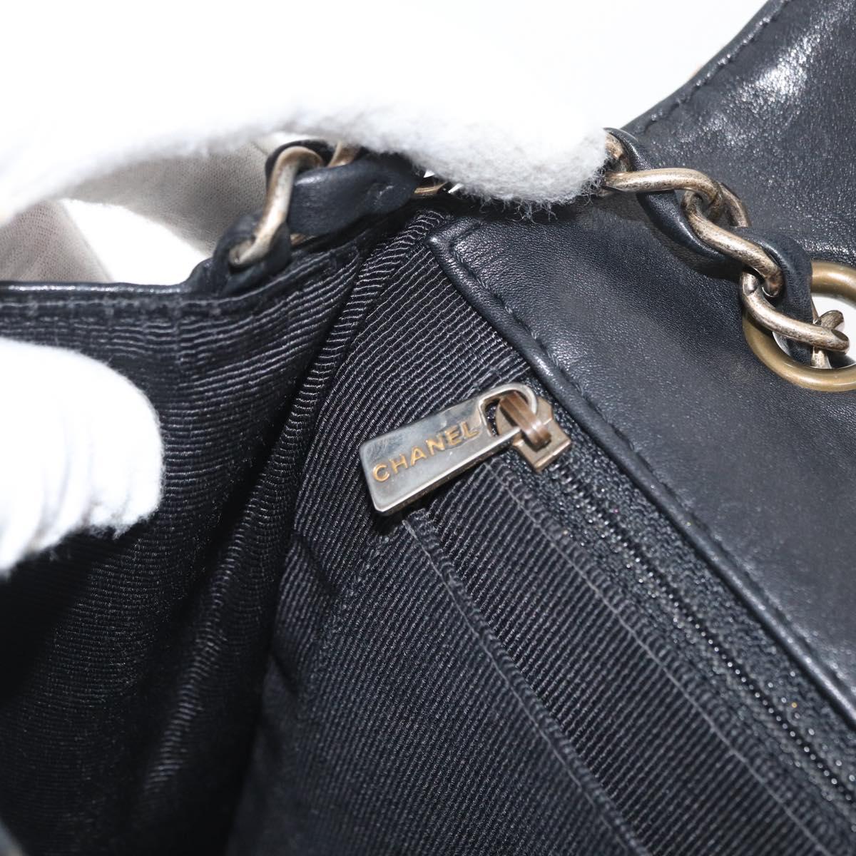 CHANEL Bicolore Big Matelasse 30 Single Flap Chain Lamb Skin Black CC Auth BA905