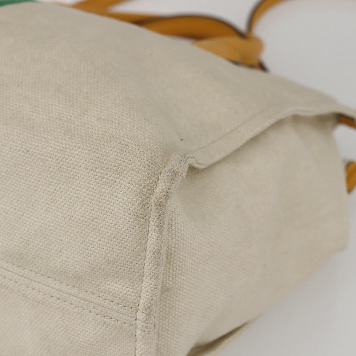 GUCCI Web Sherry Line Hand Bag Canvas 2way Beige Gold Auth BA9056