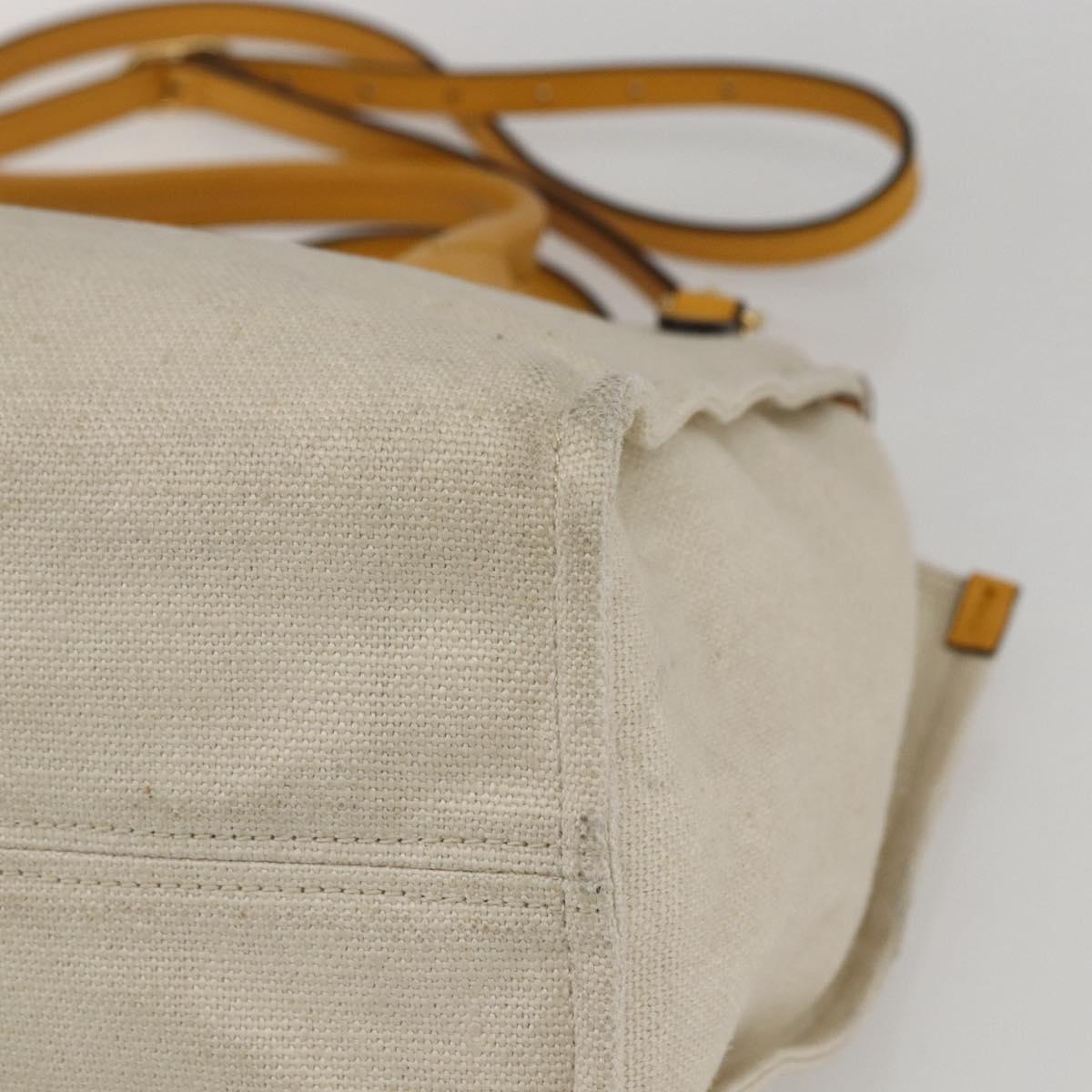 GUCCI Web Sherry Line Hand Bag Canvas 2way Beige Gold Auth BA9056