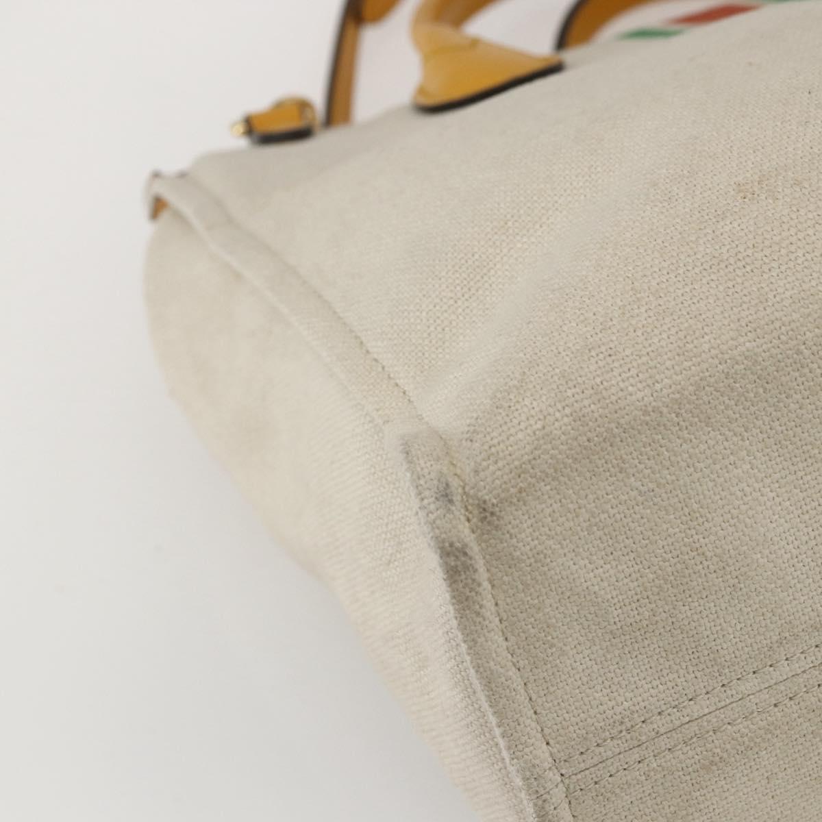 GUCCI Web Sherry Line Hand Bag Canvas 2way Beige Gold Auth BA9056