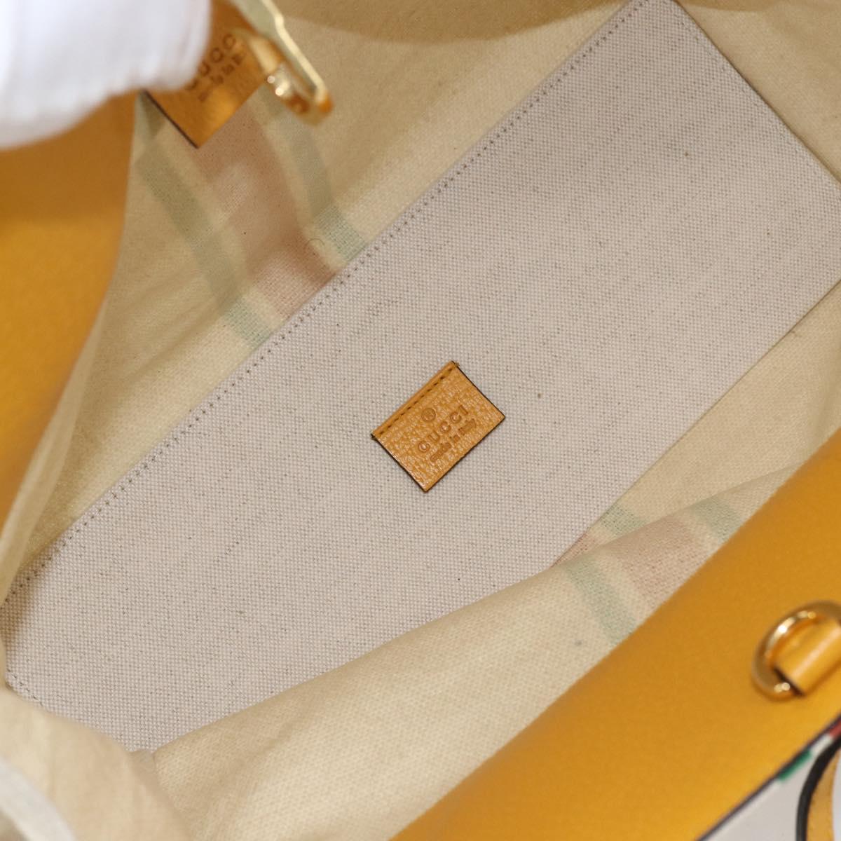 GUCCI Web Sherry Line Hand Bag Canvas 2way Beige Gold Auth BA9056