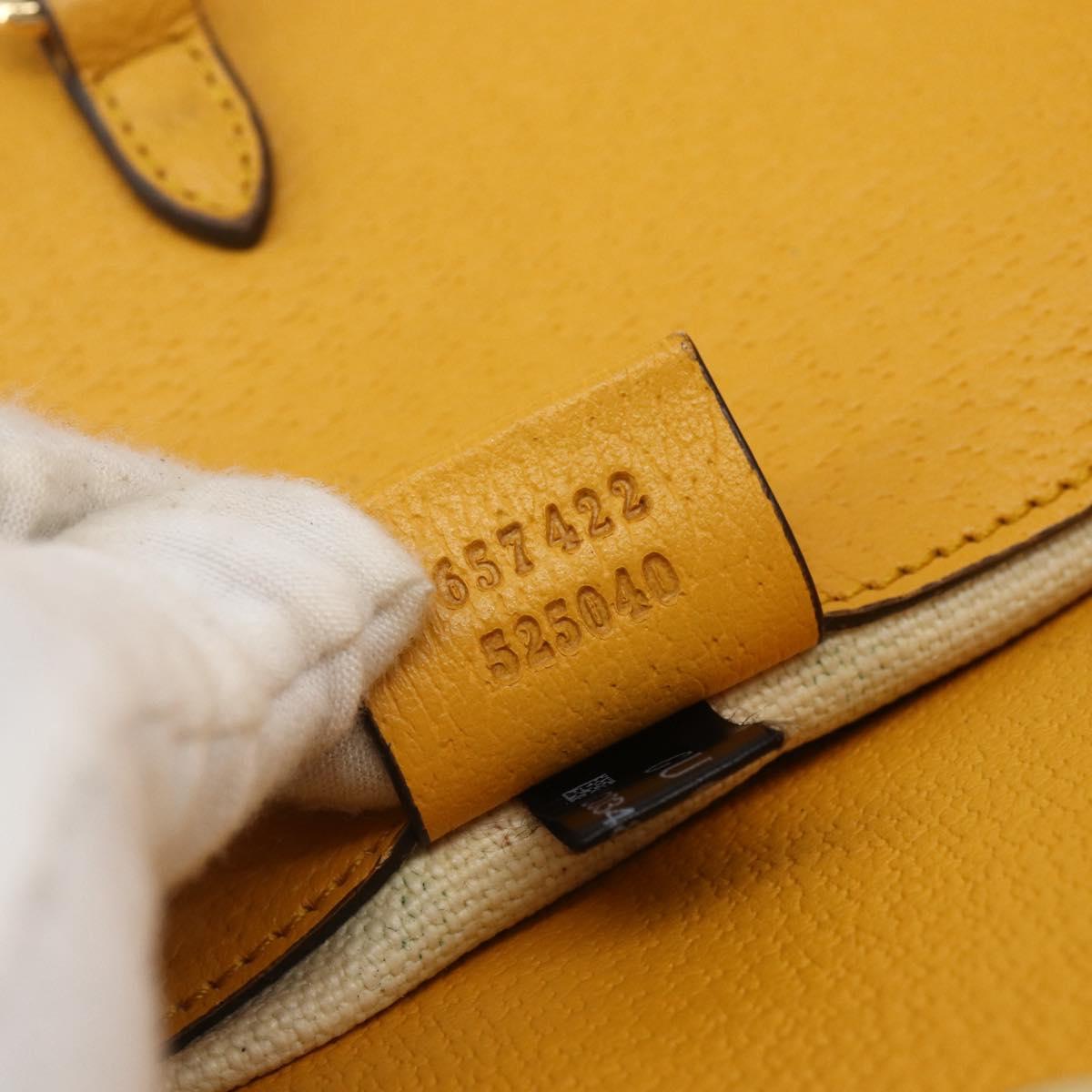 GUCCI Web Sherry Line Hand Bag Canvas 2way Beige Gold Auth BA9056