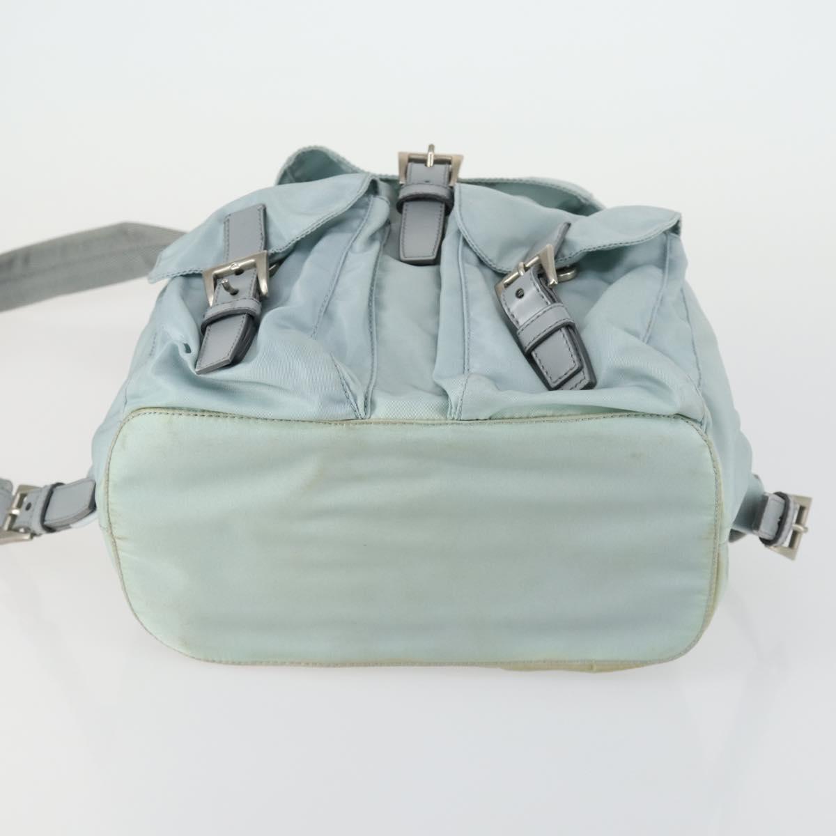 PRADA Backpack Nylon Light Blue Silver Auth BA9058