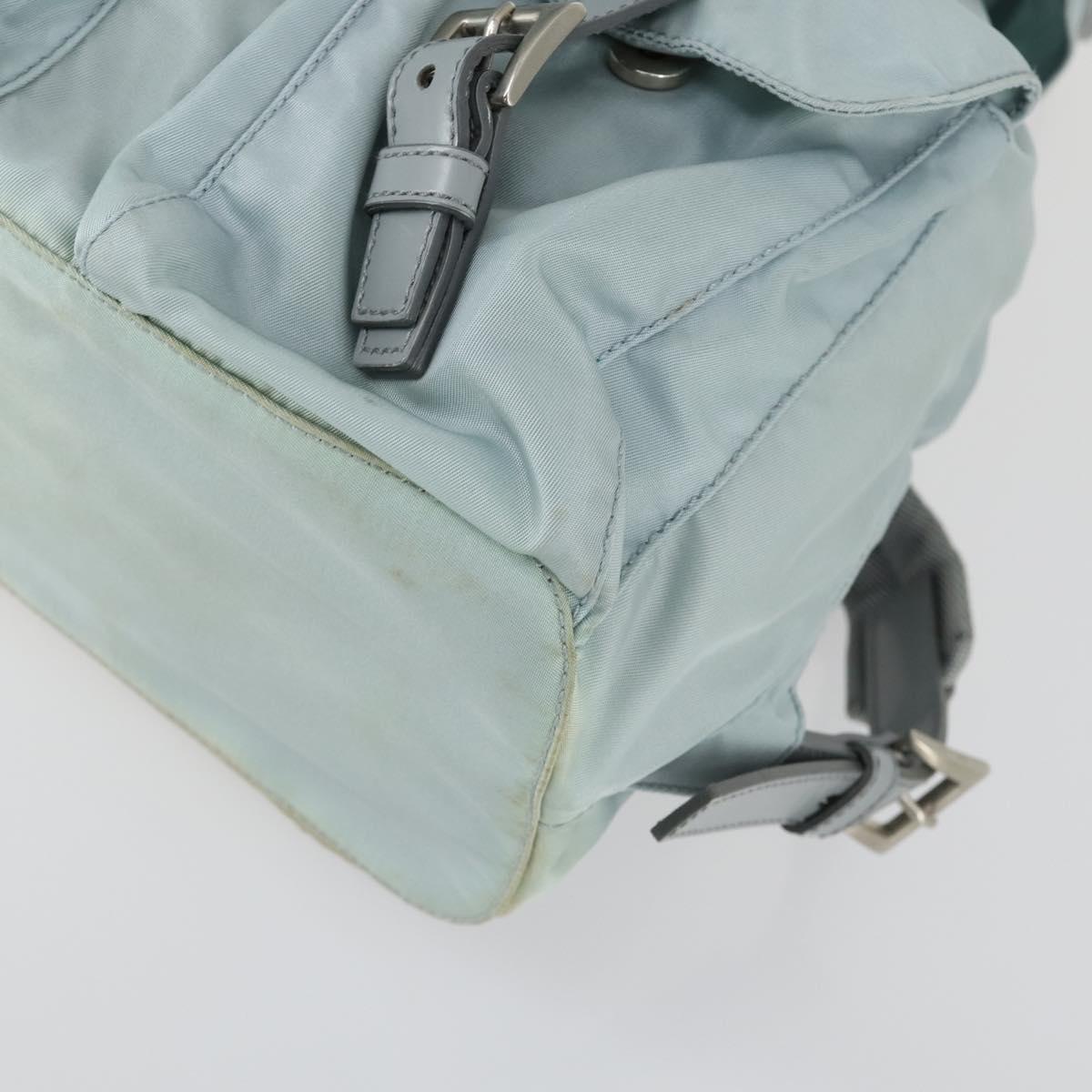 PRADA Backpack Nylon Light Blue Silver Auth BA9058