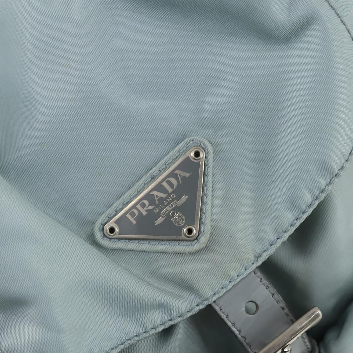 PRADA Backpack Nylon Light Blue Silver Auth BA9058