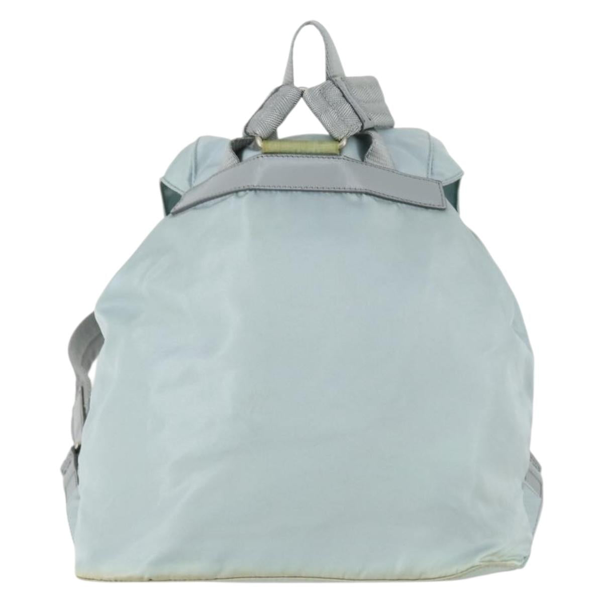 PRADA Backpack Nylon Light Blue Silver Auth BA9058