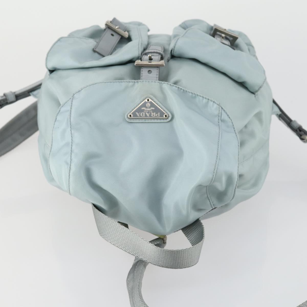 PRADA Backpack Nylon Light Blue Silver Auth BA9058