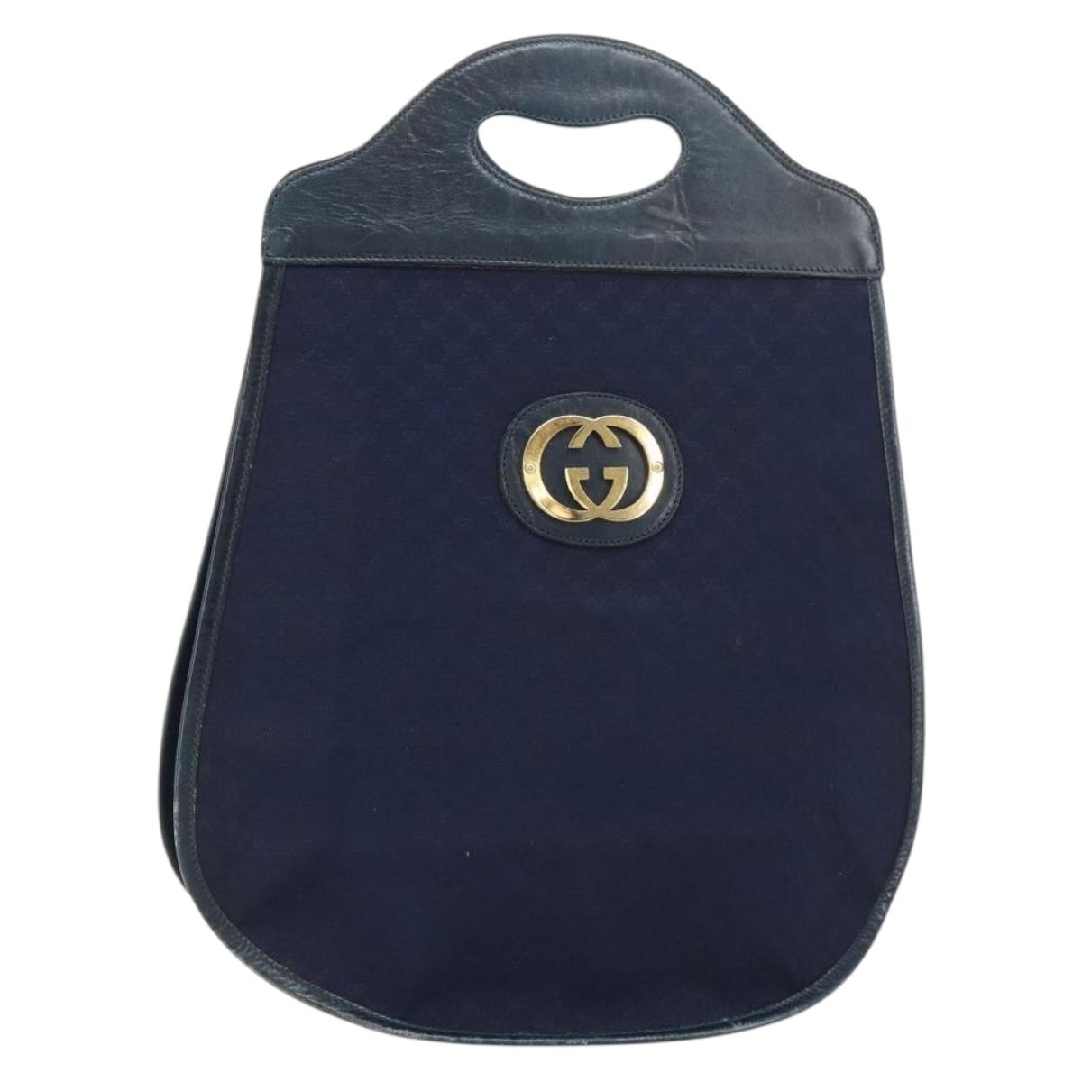 GUCCI Micro GG Canvas Hand Bag Navy Gold Auth BA9059