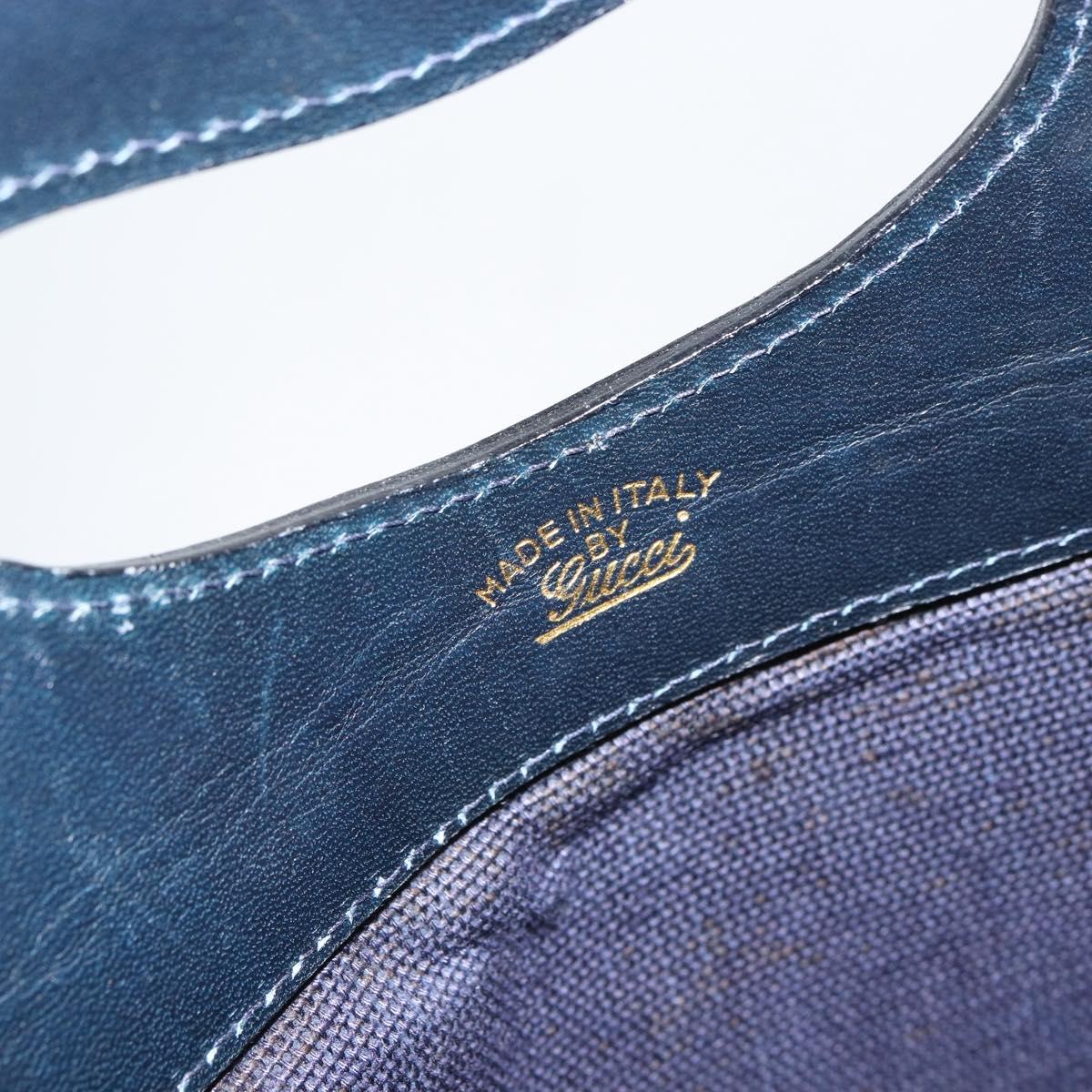 GUCCI Micro GG Canvas Hand Bag Navy Gold Auth BA9059