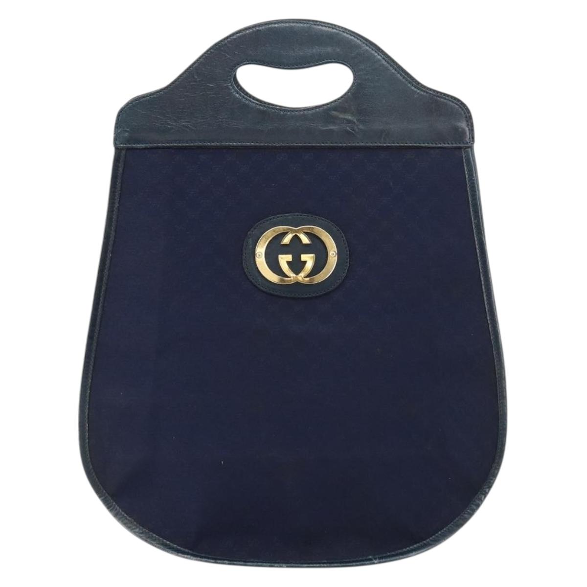GUCCI Micro GG Canvas Hand Bag Navy Gold Auth BA9059
