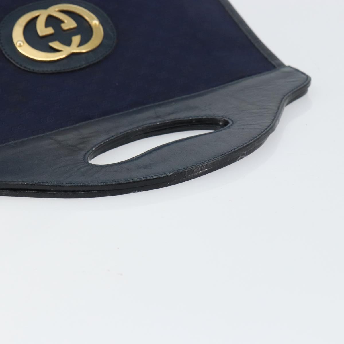 GUCCI Micro GG Canvas Hand Bag Navy Gold Auth BA9059