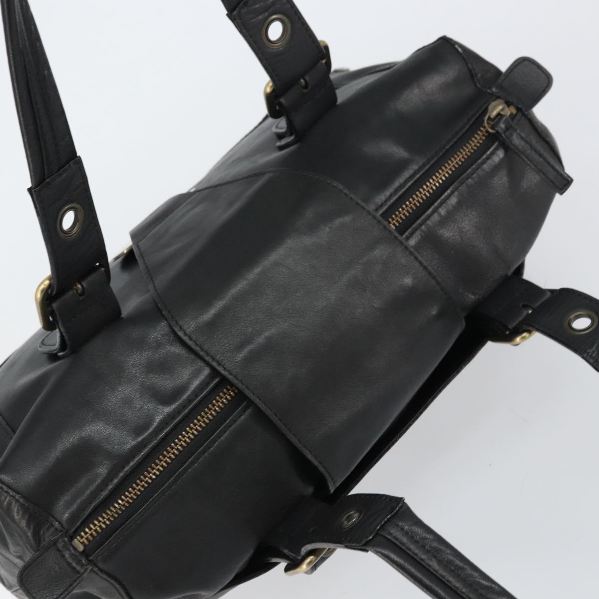 Chloe Tote Bag Leather Black Gold Auth BA9069