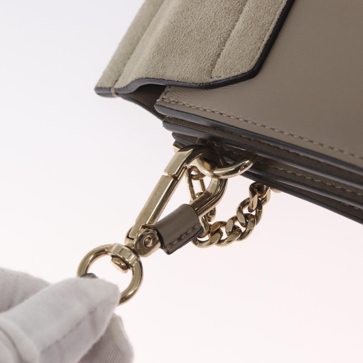 Chloe Fay Shoulder Bag Suede Leather Beige Gold Auth BA9070