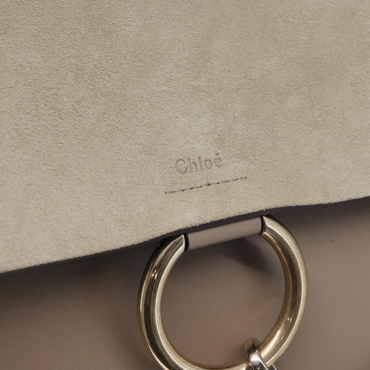 Chloe Fay Shoulder Bag Suede Leather Beige Gold Auth BA9070