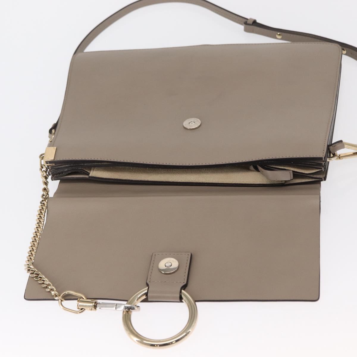 Chloe Fay Shoulder Bag Suede Leather Beige Gold Auth BA9070