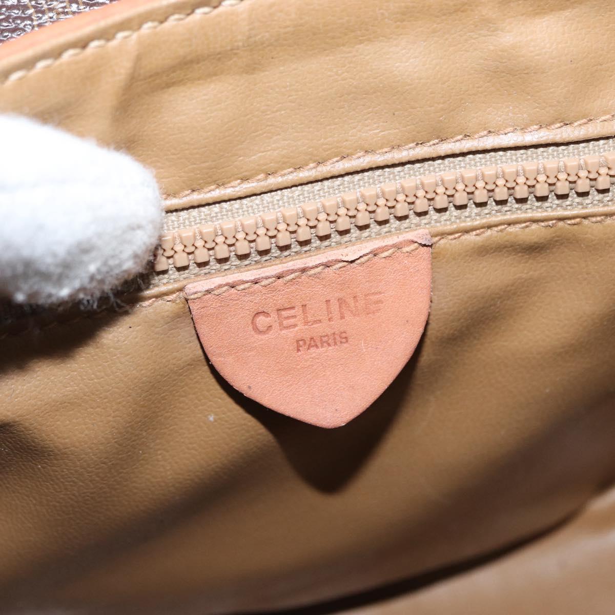 CELINE Macadam Canvas Shoulder Bag PVC Leather Brown Gold Auth BA9074