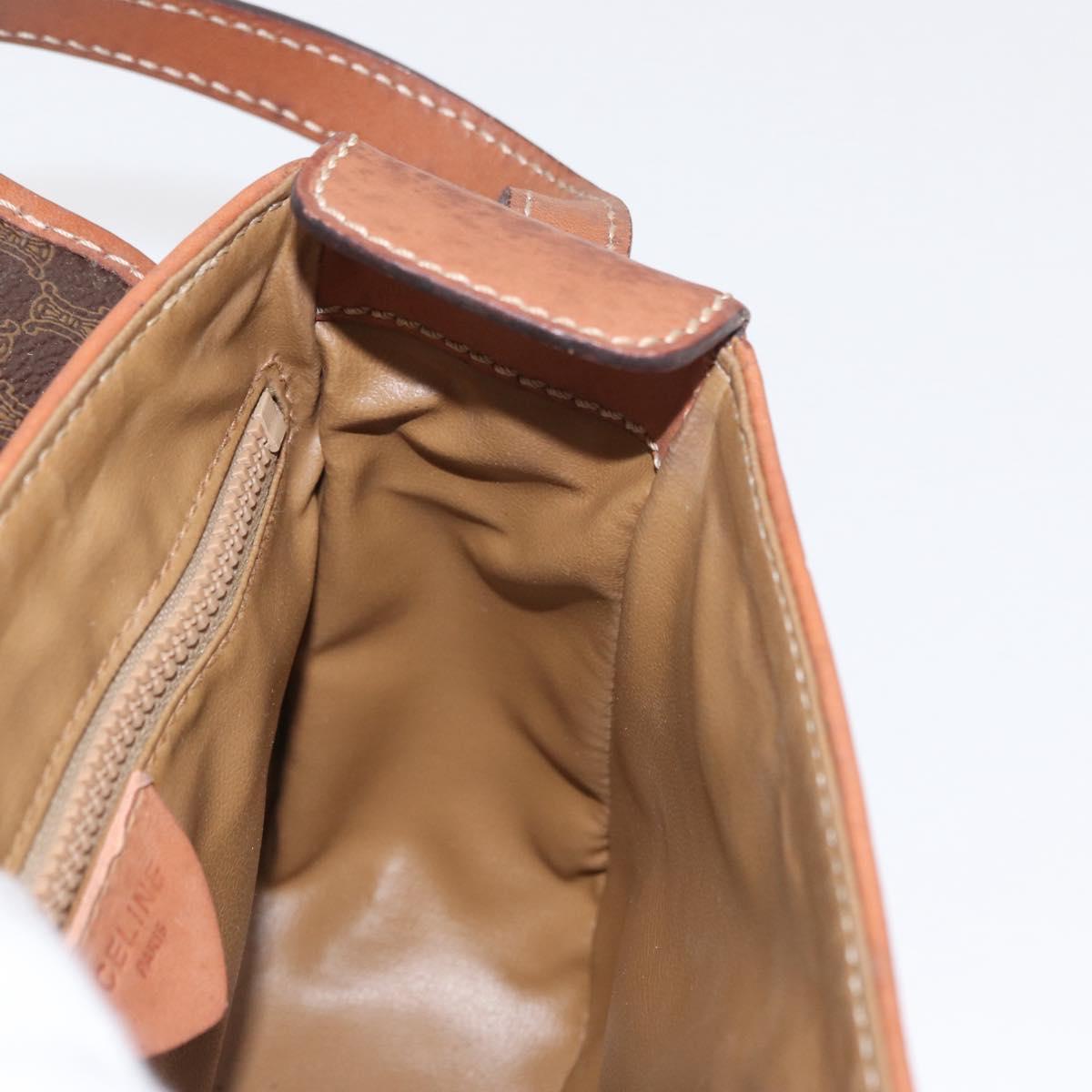 CELINE Macadam Canvas Shoulder Bag PVC Leather Brown Gold Auth BA9074