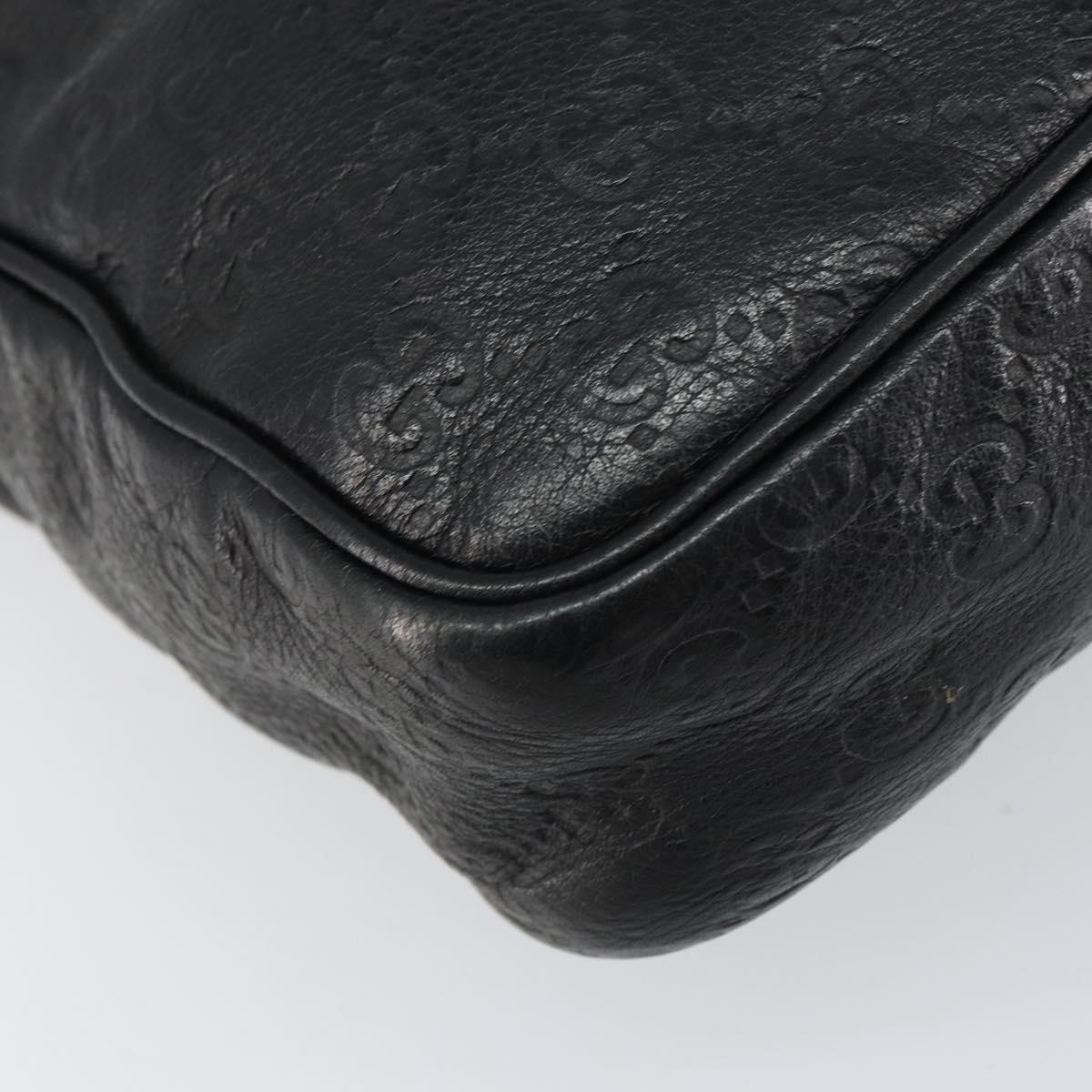 GUCCI Guccissima GG Canvas Shoulder Bag Leather Black Silver 201448 Auth BA9077