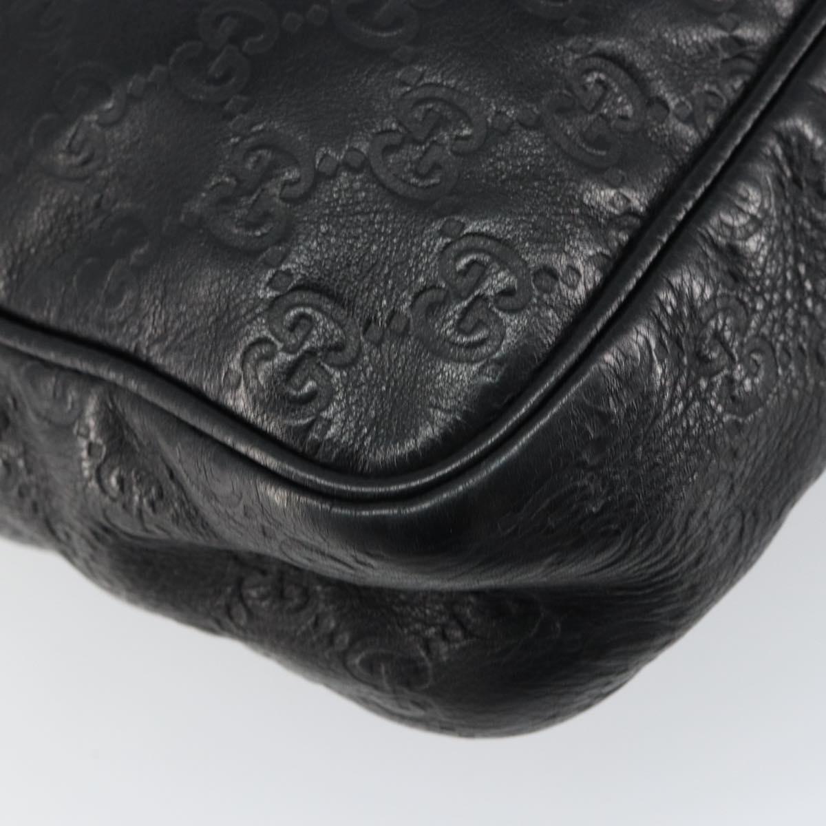 GUCCI Guccissima GG Canvas Shoulder Bag Leather Black Silver 201448 Auth BA9077