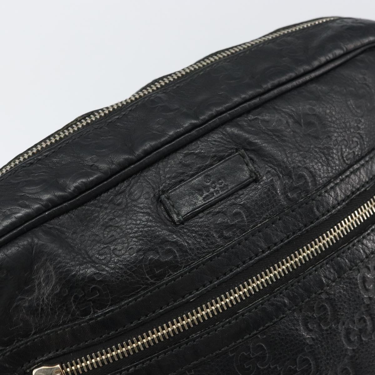 GUCCI Guccissima GG Canvas Shoulder Bag Leather Black Silver 201448 Auth BA9077
