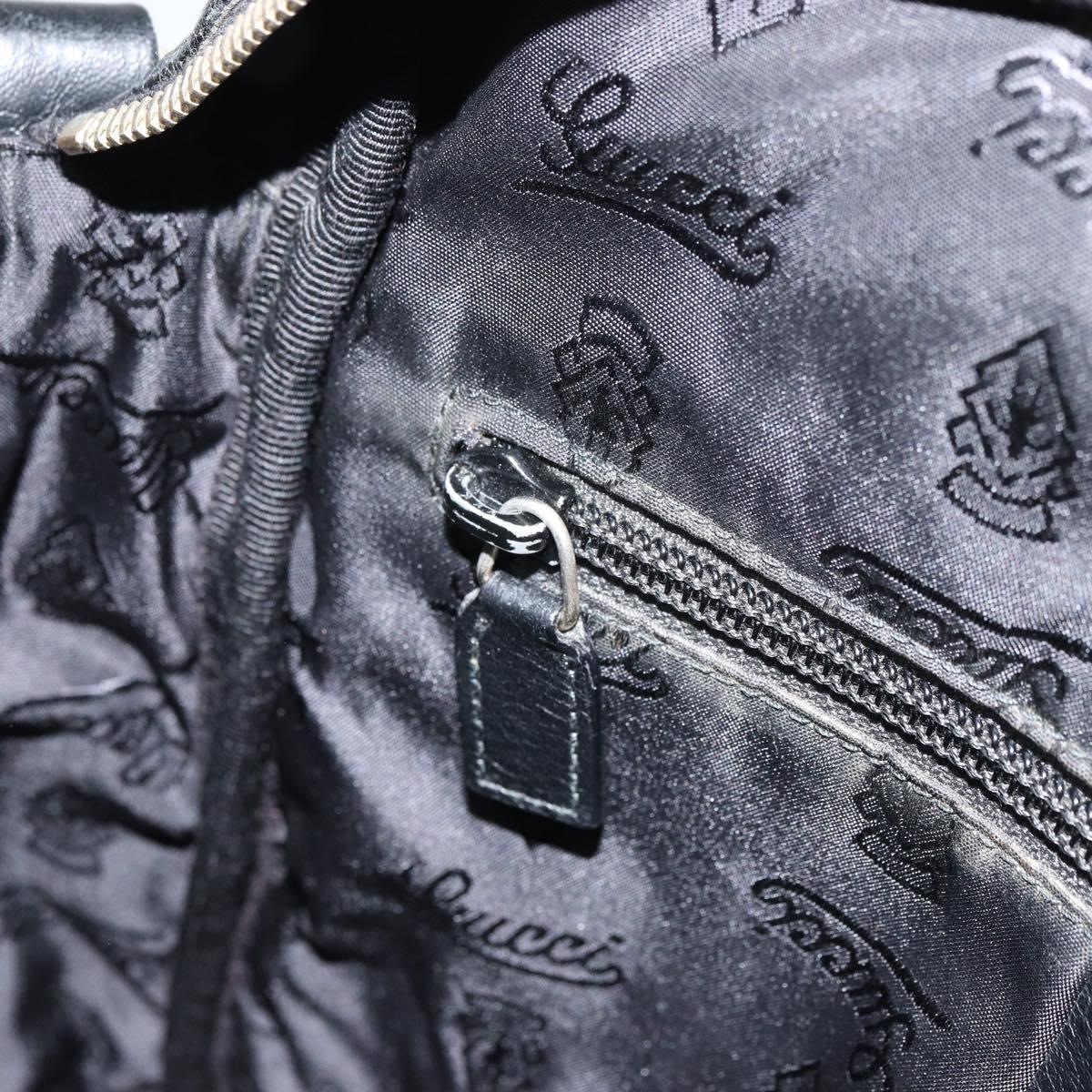 GUCCI Guccissima GG Canvas Shoulder Bag Leather Black Silver 201448 Auth BA9077
