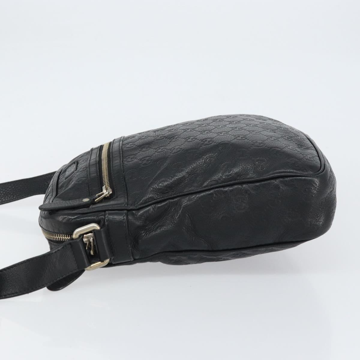 GUCCI Guccissima GG Canvas Shoulder Bag Leather Black Silver 201448 Auth BA9077