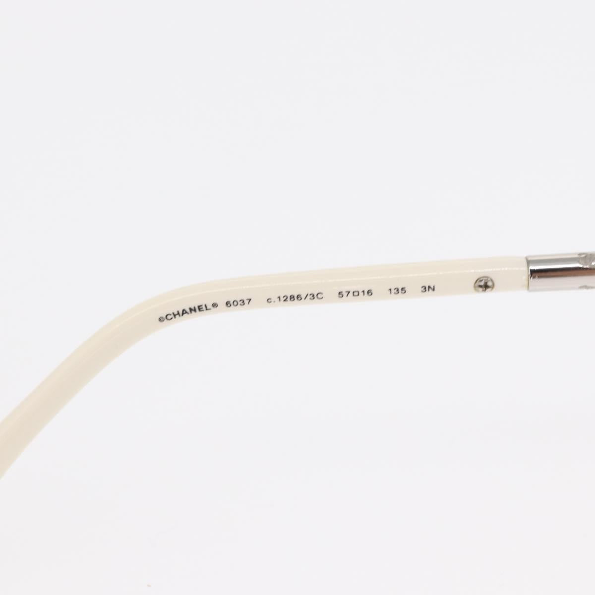 CHANEL Sunglasses plastic White CC Auth BA9081