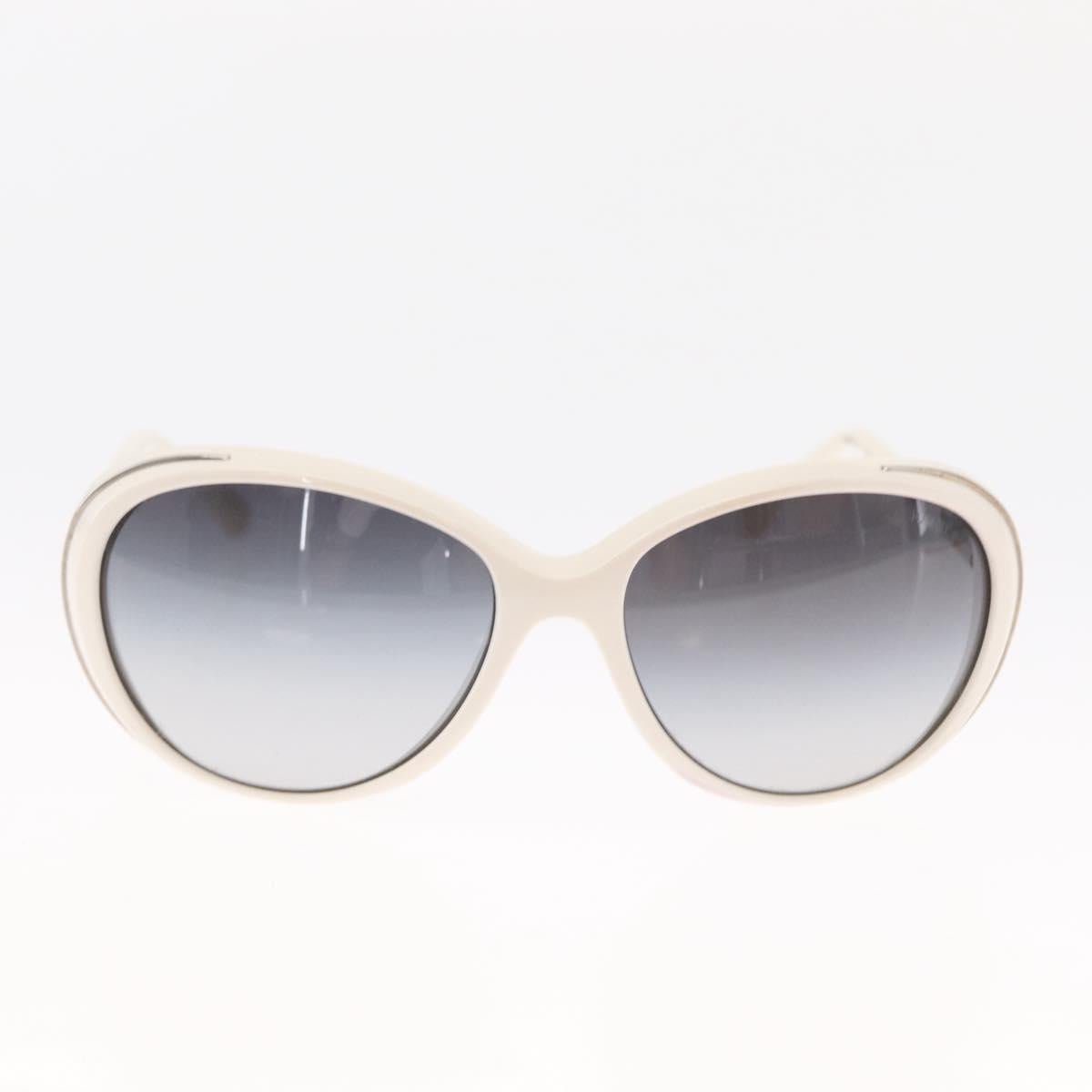 CHANEL Sunglasses plastic White CC Auth BA9081